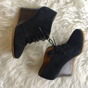 J. Crew Black Willem Wedge Oxford Lace Heels